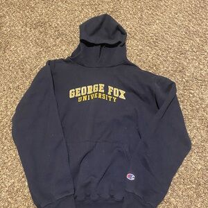 Champion Dark Blue Hoodie with Yellow Print